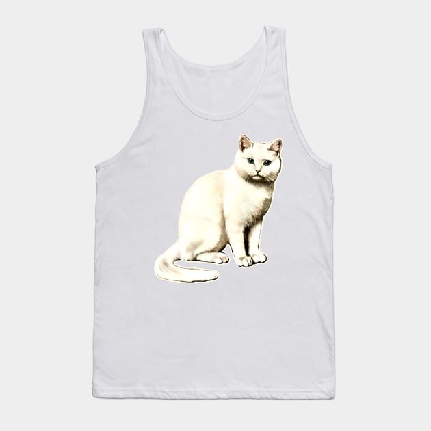 Cute white cat Tank Top by Marccelus